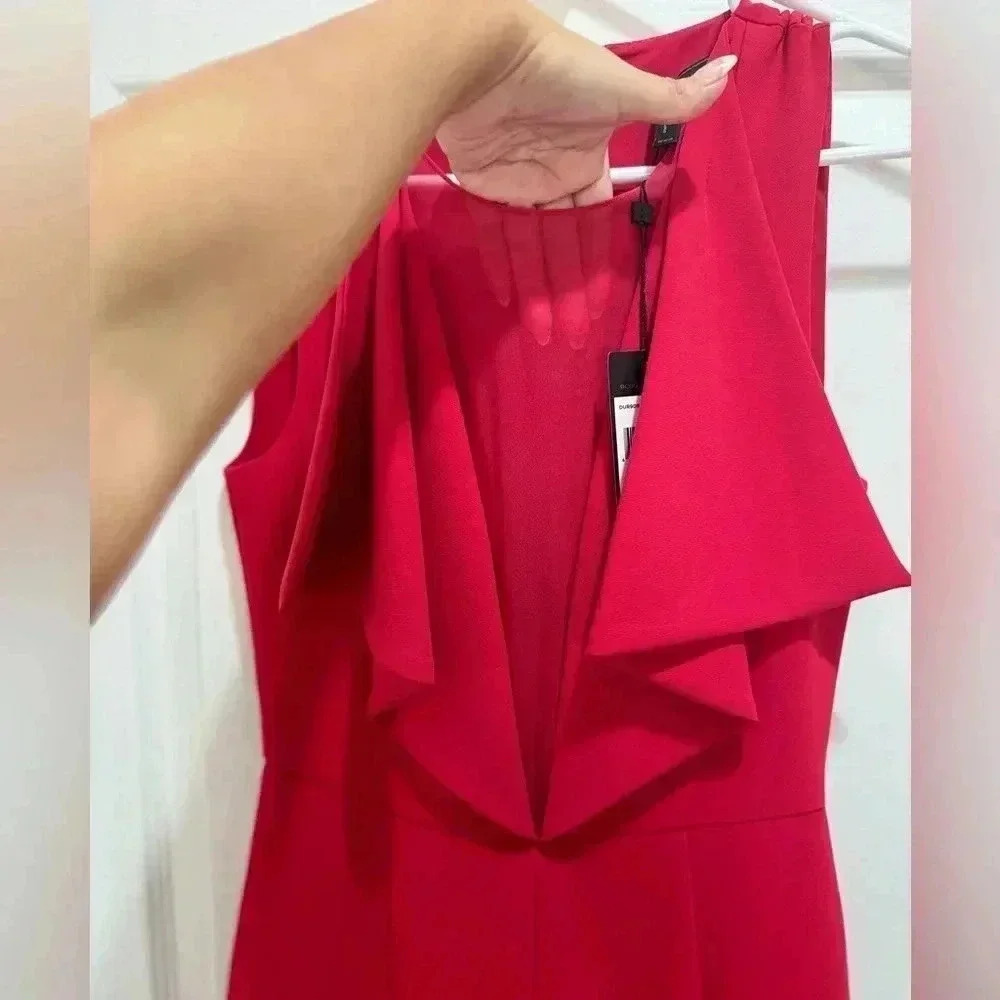 BCBGMAXAZRIA Women’s Wide Leg Romper Jumpsuit Red - Picture 5 of 12